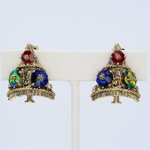 Vintage Weiss Sugarplum Tree Margarita Rhinestones Clip-On Earrings 1960s